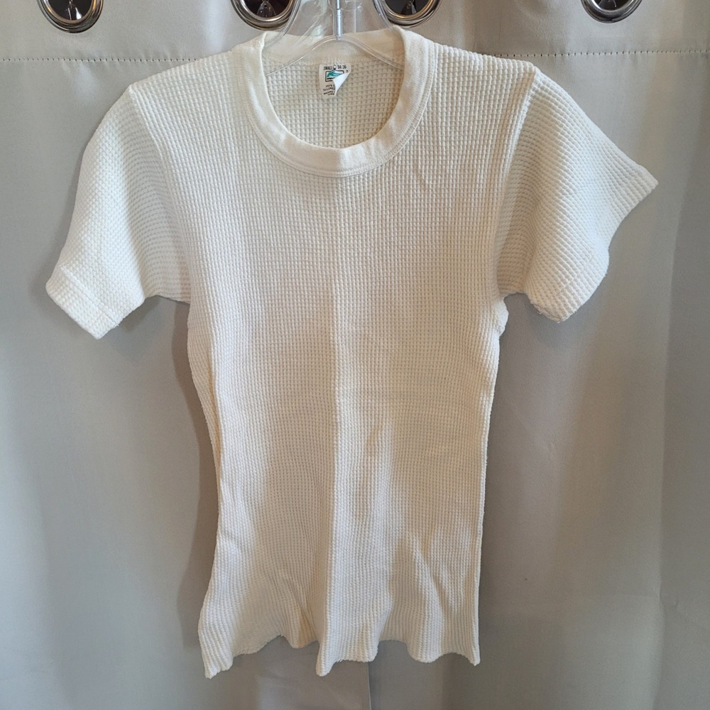 Vintage Kmart Womens Thermal Top Small Waffle Knit Gorpcore Minimalist 21642